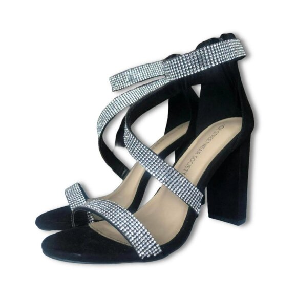 Urban Planet Rhinestone Black Heels - Picture 2 of 7